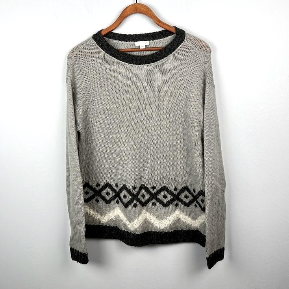 J Jill wool & mohair blend gray tones lightweight crewneck sweater size small